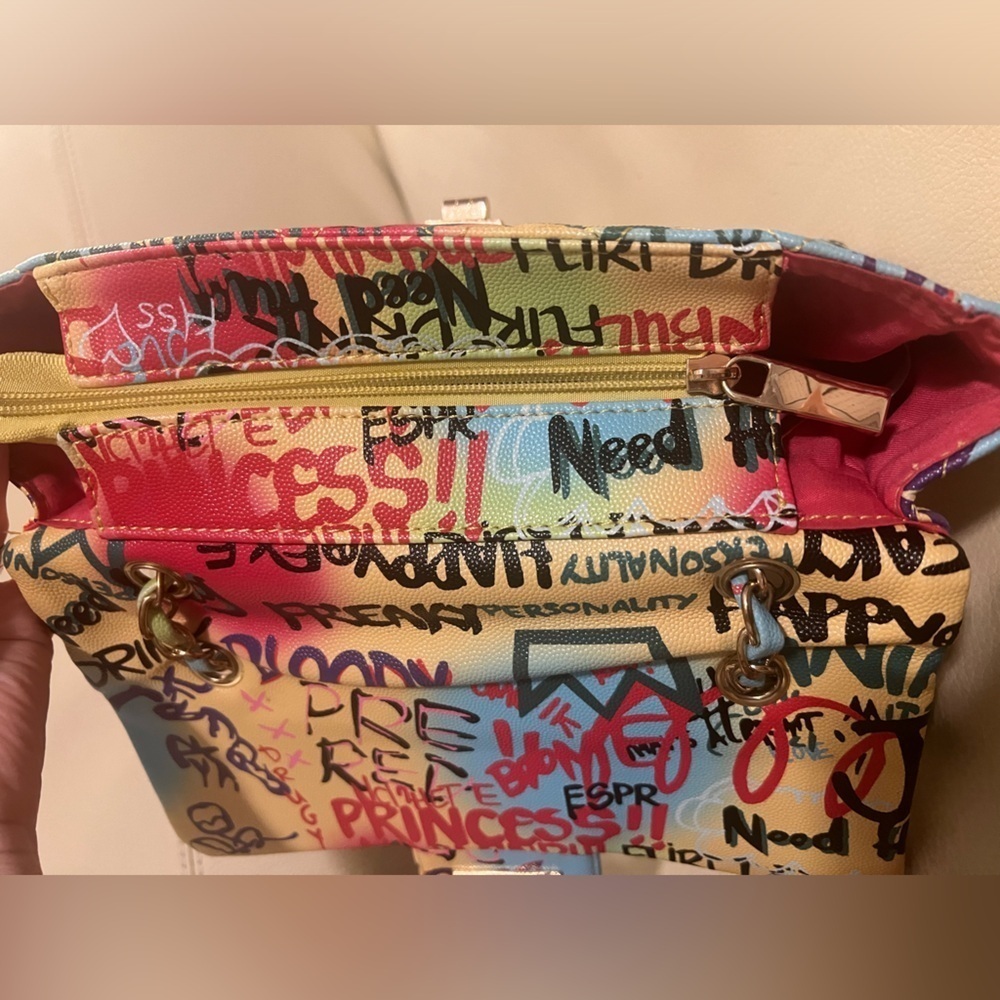DKNY Paige Quilted Graffiti Crossbody Purse - Picture 9 of 16